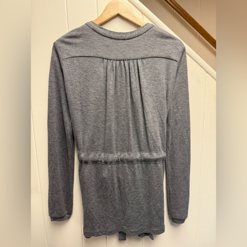 Club Monaco Grey Belted Open Front Wrap Cardigan Size Small/Medium - Picture 3 of 3